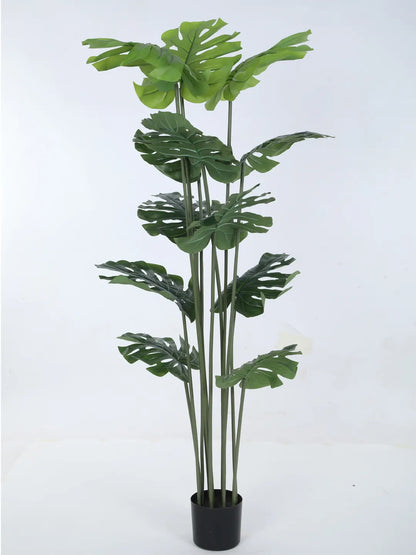 Artificial Lush Monstera Plant with Basic Black Pot - 180 cm Tall Green