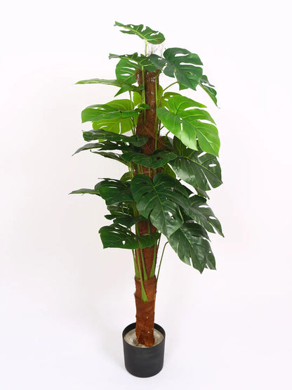 Artificial Dual Monstera Plant with Basic Black Pot - 120 cm Tall Green