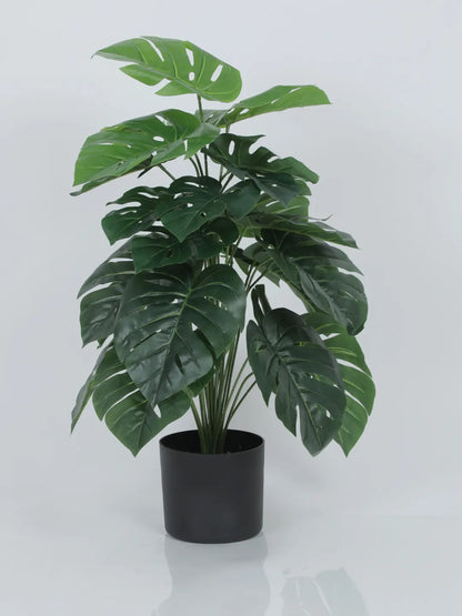 Artificial Monstera Leaf Green Floor Plant with Pot (24 Leaves, 80 cm Tall, Green)