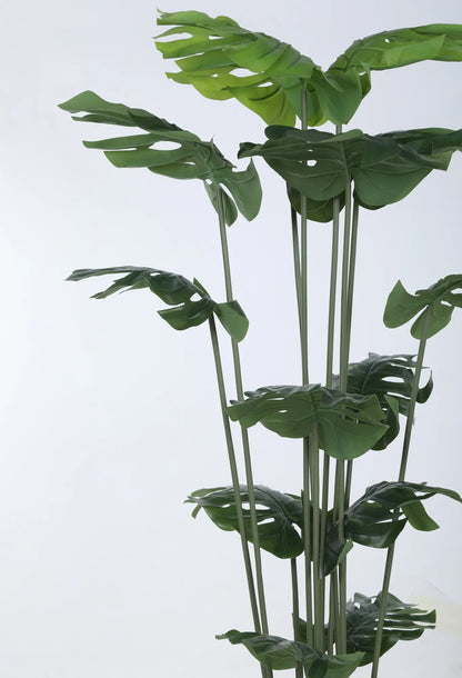 Artificial Lush Monstera Plant with Basic Black Pot - 150 cm Tall Green