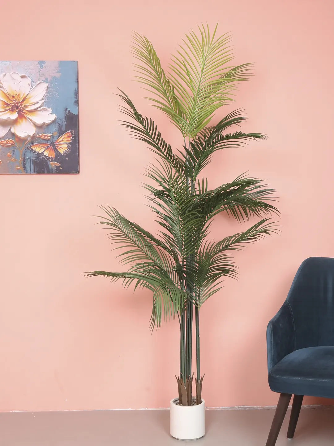 Artificial Lush Green Areca Palm Plants with Basic Black Pot - 180 cm Tall