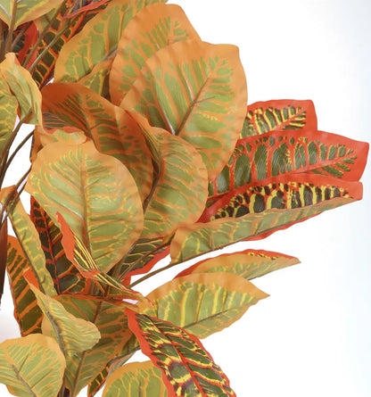 Artificial Multicolor Croton Grandiose Plant with Basic Black Pot - 6 Feet