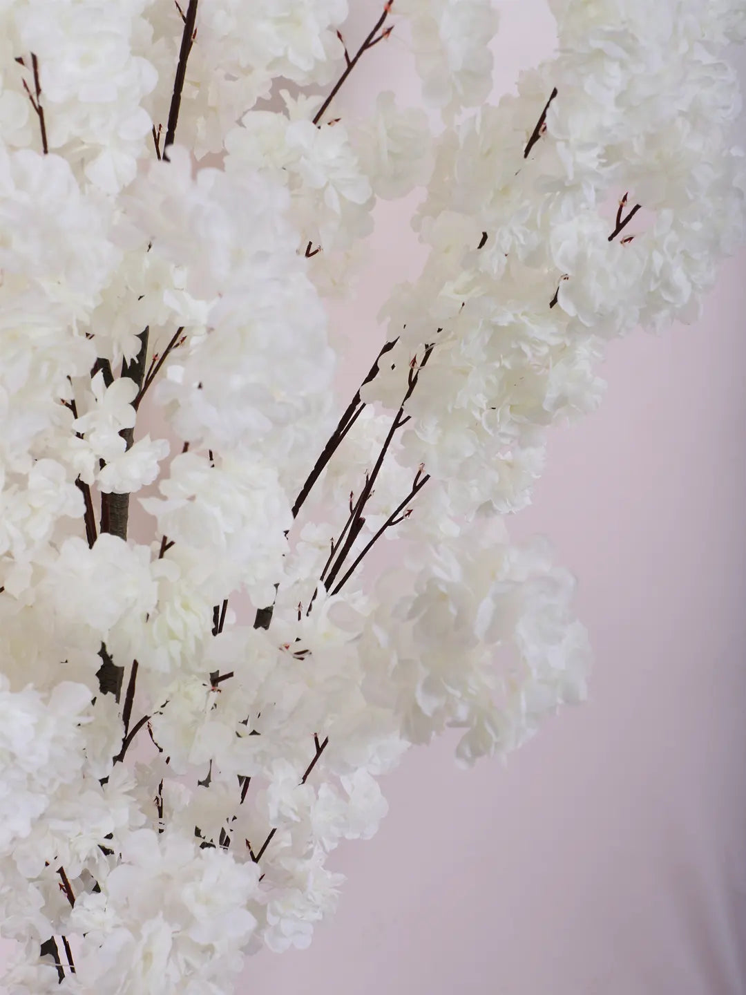 Artificial White Blossom Flowers Plant with Basic Black Pot - 6 feet