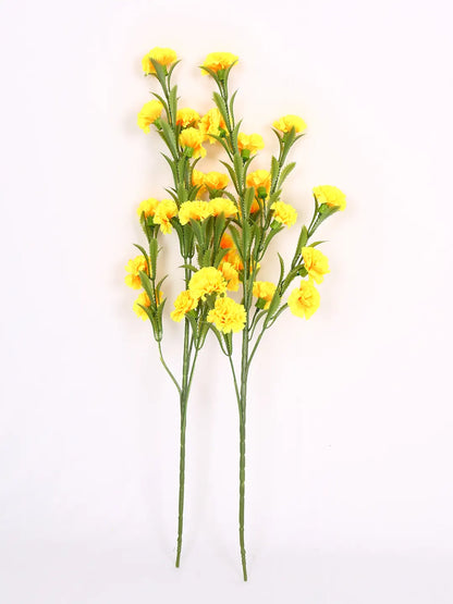 Artificial Decorative Chrysanthemum Flower Stick for Home décor (15 Head Flower, Pack of 3, Yellow)