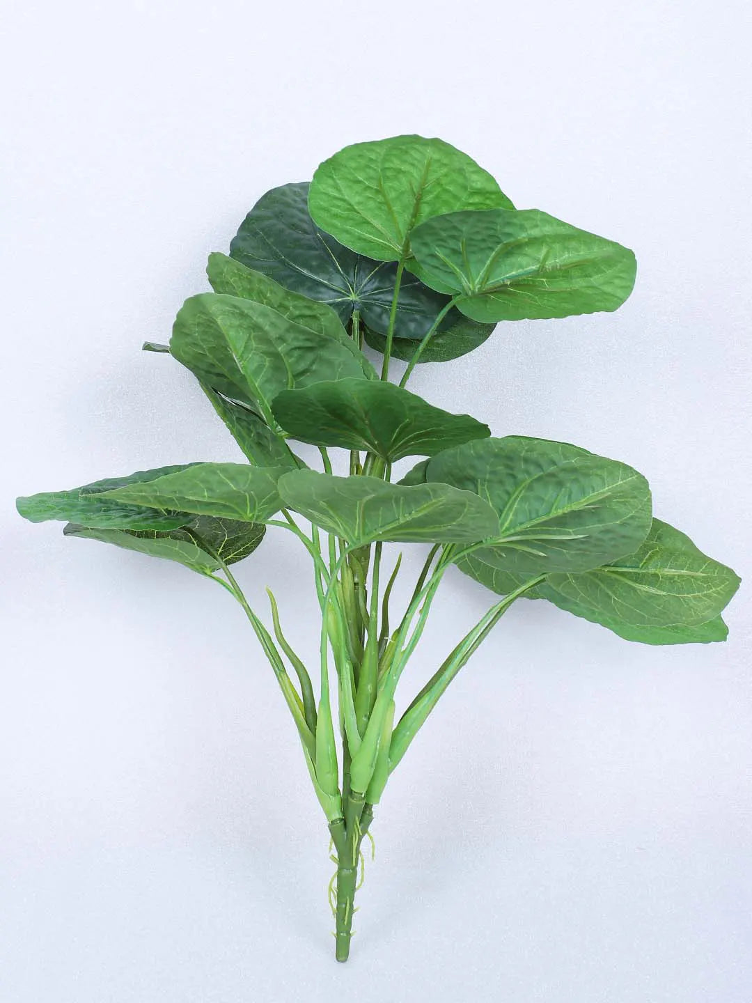 Artificial Miniature PVC Silk Jatropha Leaf Green Floor Plant with Big Leaves with Pot (55 cm Tall, Green)