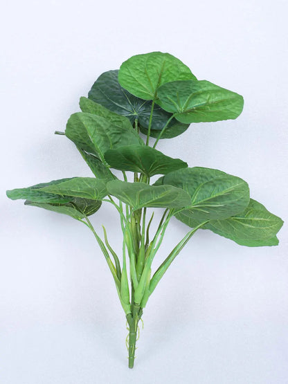Artificial Miniature PVC Silk Jatropha Leaf Green Floor Plant with Big Leaves with Pot (55 cm Tall, Green)