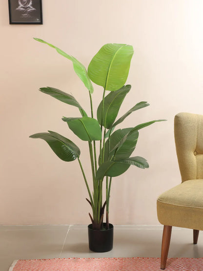 Artificial Cavendish Traveller Plant with Basic Black Pot - 5 Feet
