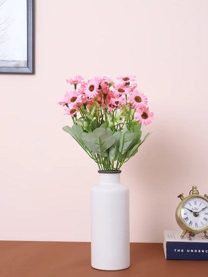 Artificial Daisy Flower Bouquets Wedding Floral Arrangement (32 cm Tall, Pack of 3, Dark/Pink)