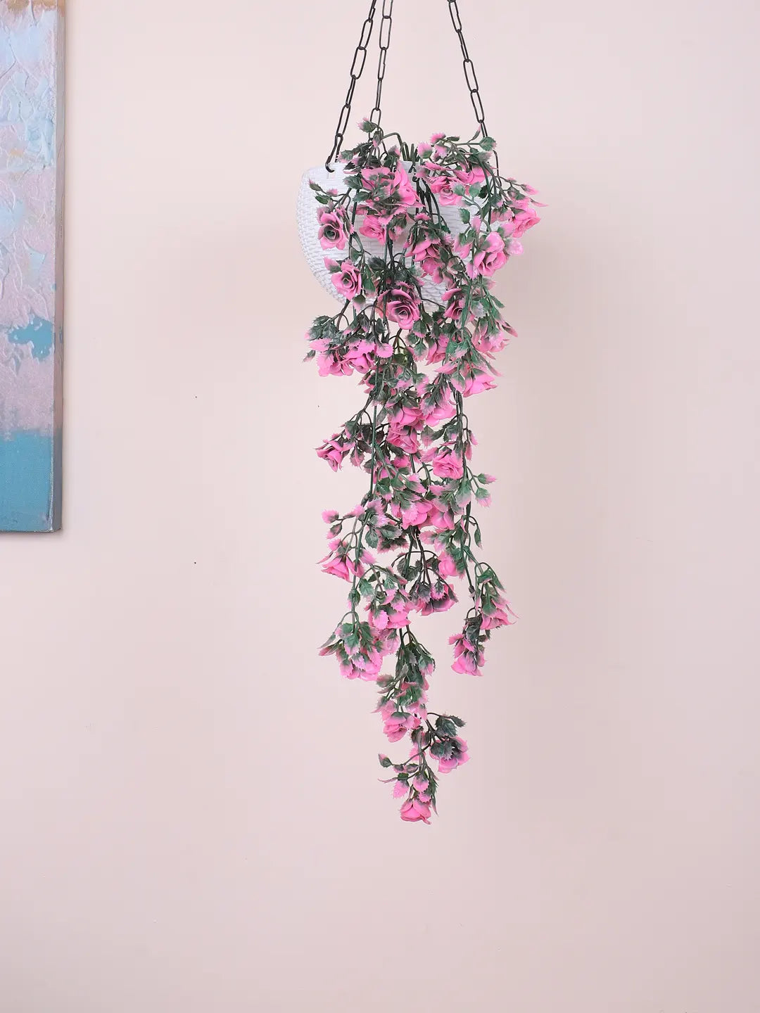 Artificial Hanging Rose Flowers Creeper for Home, Wedding Décor (Pack of 2, 65 cm Tall, Pink)