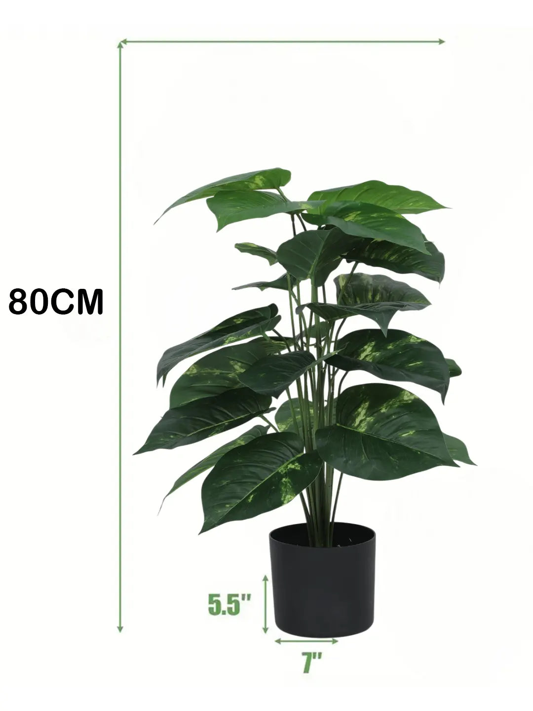 Artificial Photos Leaf Green Floor Plant with Pot (24 Leaves, 80 cm Tall, Green)