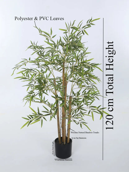 Artificial Bamboo Bliss Plant with Basic Black Pot - 4 feet Green