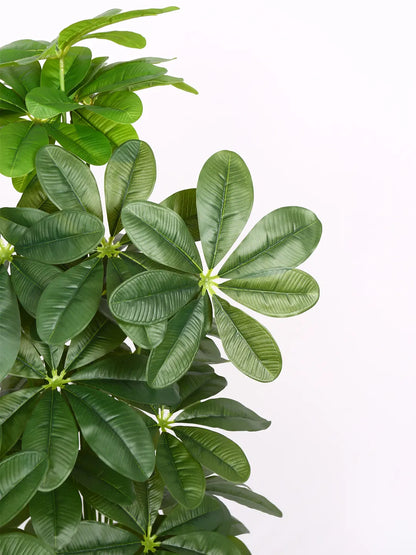 Artificial Midas Schefflera Plant with Basic Black Pot - 4 Feet 24 Green Leaves