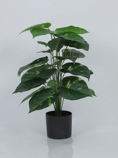 Artificial Photos Leaf Green Floor Plant with Pot (24 Leaves, 80 cm Tall, Green)