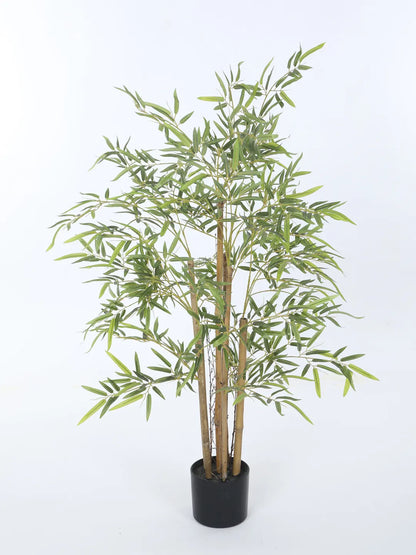 Artificial Bamboo Bliss Plant with Basic Black Pot - 4 feet Green