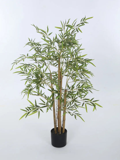 Artificial Bamboo Bliss Plant with Basic Black Pot - 4 feet Green
