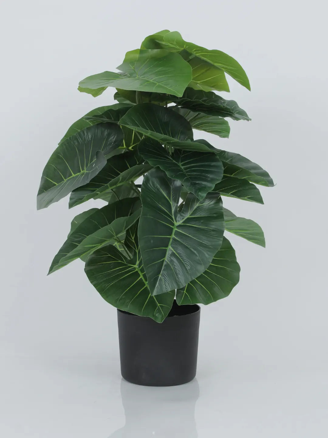 Artificial Rubber Leaf Green Floor Plant with Pot (24 Leaves, 80 cm Tall, Green)