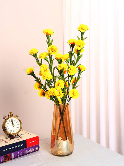 Artificial Decorative Chrysanthemum Flower Stick for Home décor (15 Head Flower, Pack of 3, Yellow)