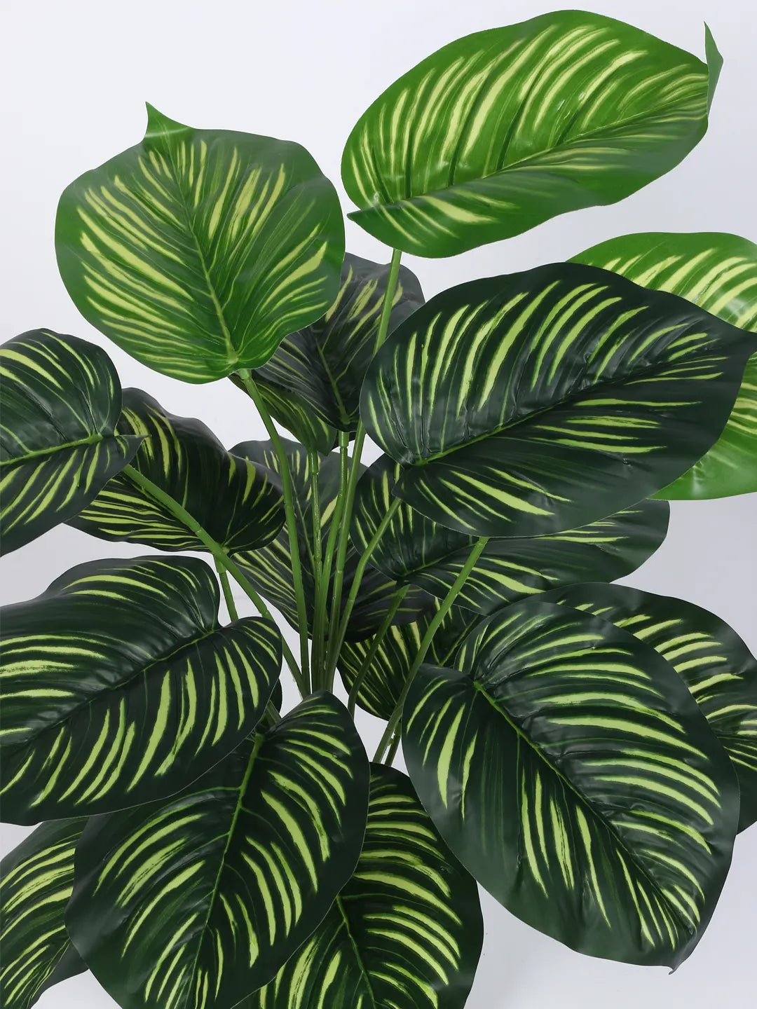 Artificial Watermelon Leaf Green Floor Plant with Pot (24 Leaves, 80 cm Tall, Green)