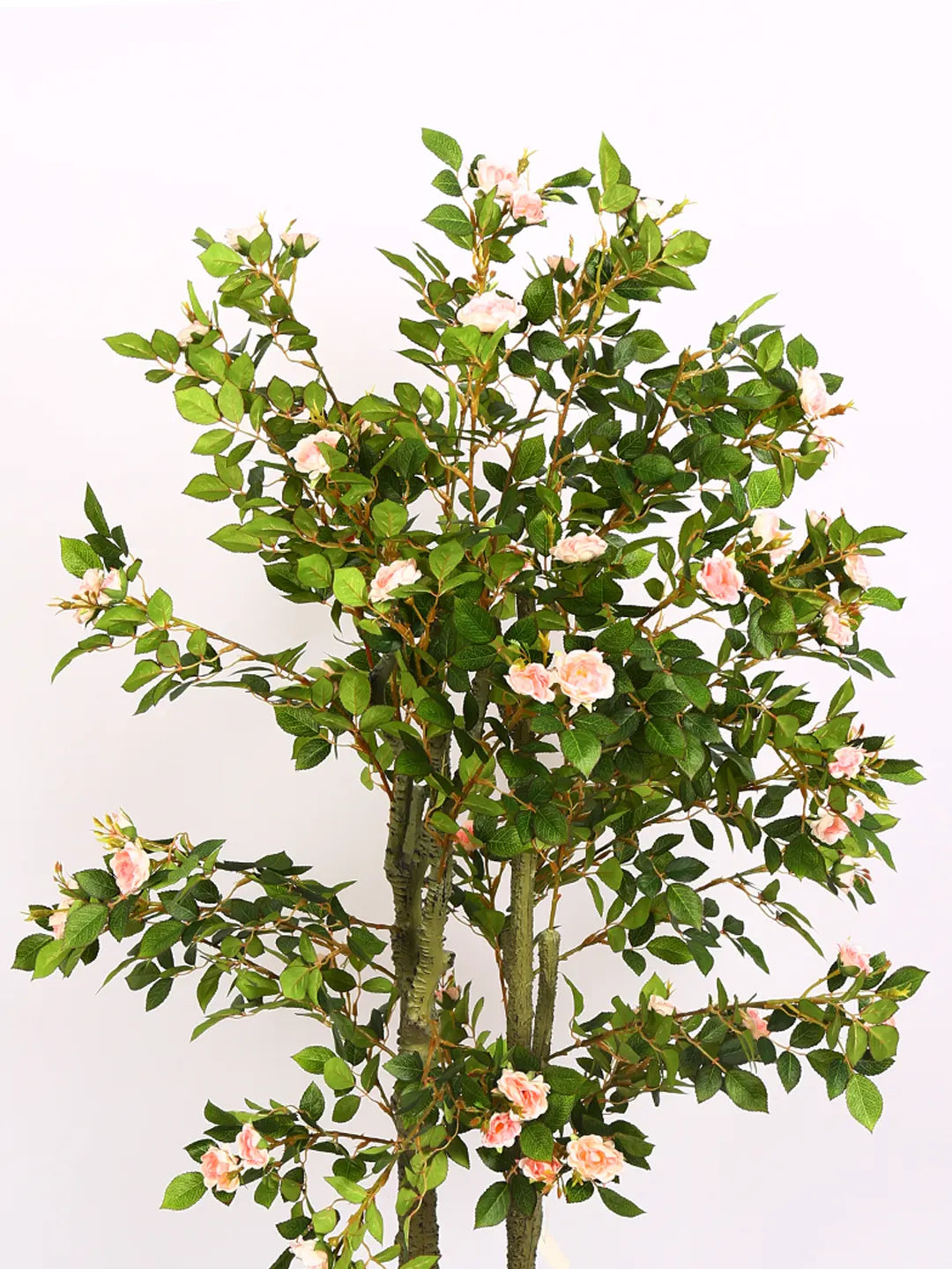 Artificial Twisted Rose Flowers Tree with Basic Black Pot - 125 cm Tall Pink