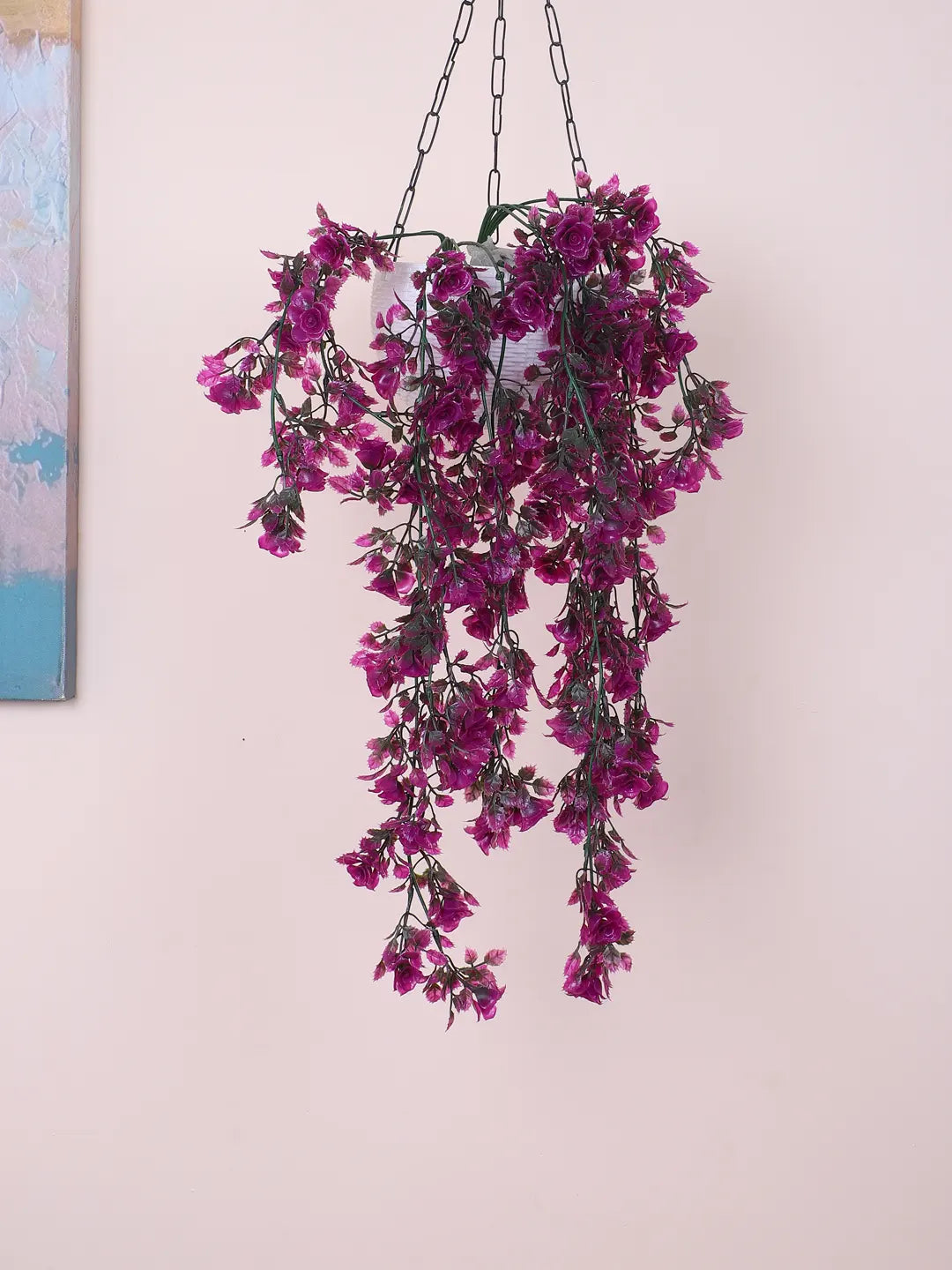 Artificial Hanging Rose Flowers Creeper for Home, Wedding Décor (Pack of 2, 65 cm Tall, Purple)