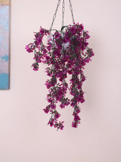 Artificial Hanging Rose Flowers Creeper for Home, Wedding Décor (Pack of 2, 65 cm Tall, Purple)