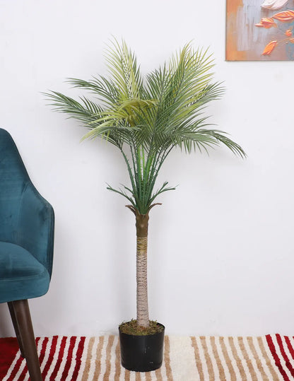 Artificial Bottle Areca Palm Tree with Basic Black Pot - 4 Feet Tall Green