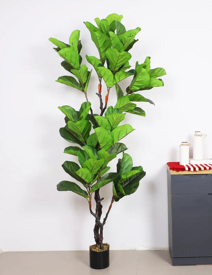 Artificial Fiddle Leaf Fig Plant with Basic Black Pot - 190 cm tall -Green