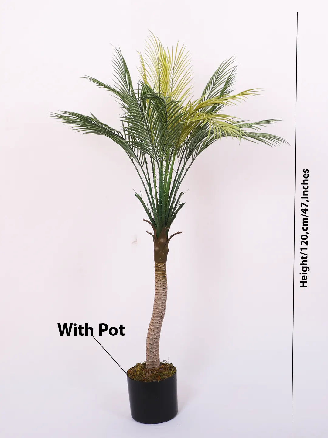 Artificial Bottle Areca Palm Tree with Basic Black Pot - 4 Feet Tall Green