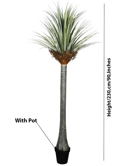 Artificial Bottle Yucca Plants in a Black Vase (230 cm Tall, Green)