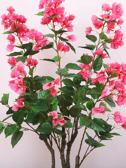 Artificial Twisted Bougainvillea Flowers Tree with Basic Black Pot - 110 cm Tall Pink
