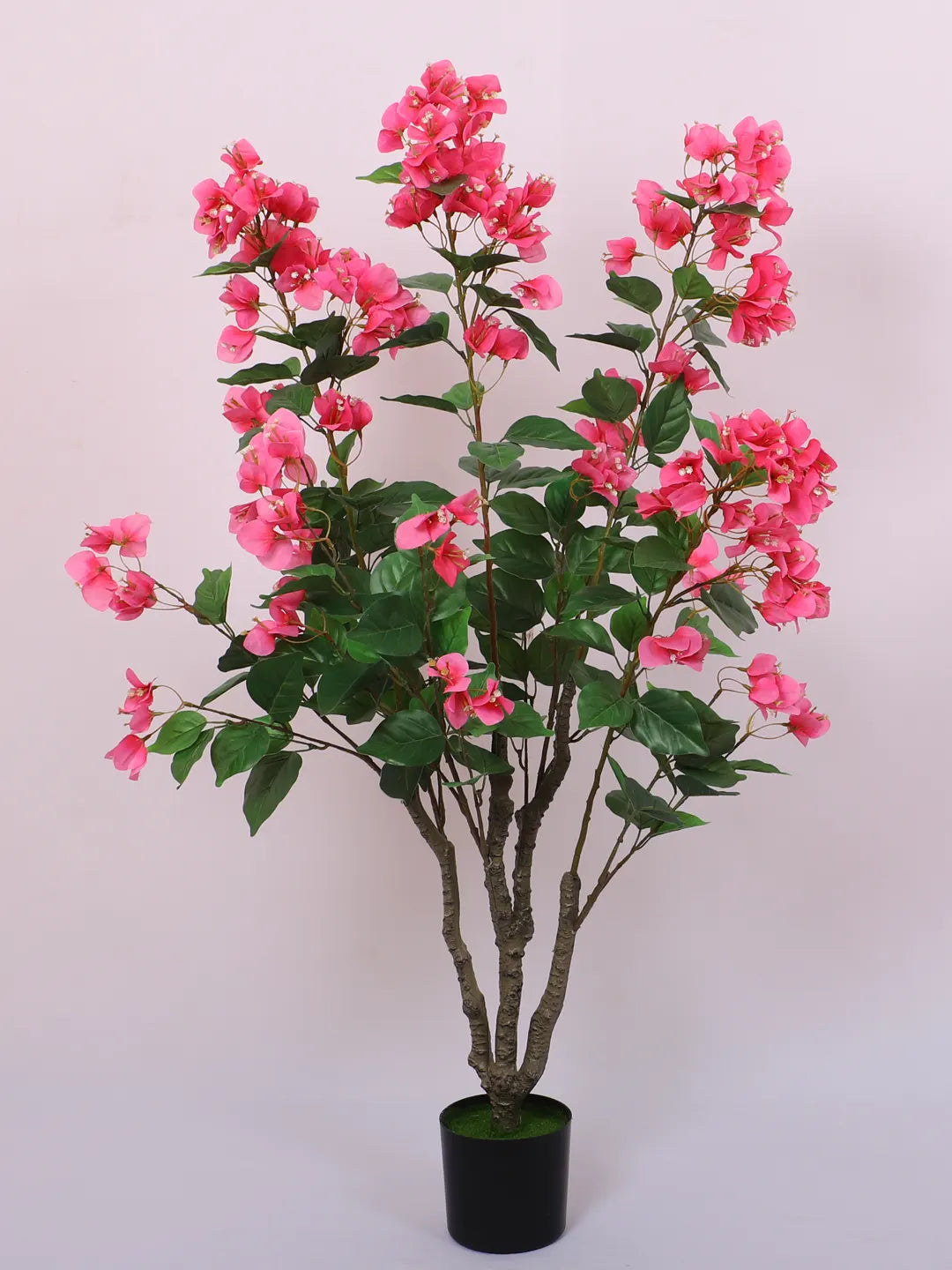 Artificial Twisted Bougainvillea Flowers Tree with Basic Black Pot - 110 cm Tall Pink