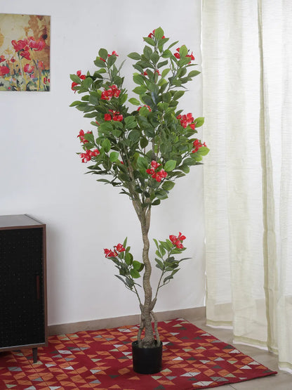 Artificial Bougainvillea Flowers Plants with Pot -180 cm Tall, Green/Red