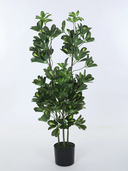 Artificial Midas Variegated Schefflera Plant with Basic Black Pot - 4 Feet
