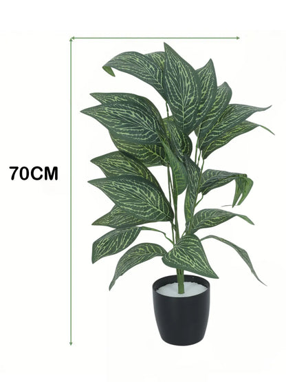 Artificial Green Croton Plants for Interior Decor/Home Decor/Office Decor|26 Leaves (with Pot, 70 cm Tall)