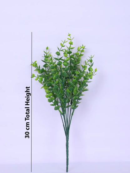 Artificial Eucalyptus Grass Bouquets For Wedding Floral Arrangement (30 cm Tall, Without Pot, Pack of 3, Green)