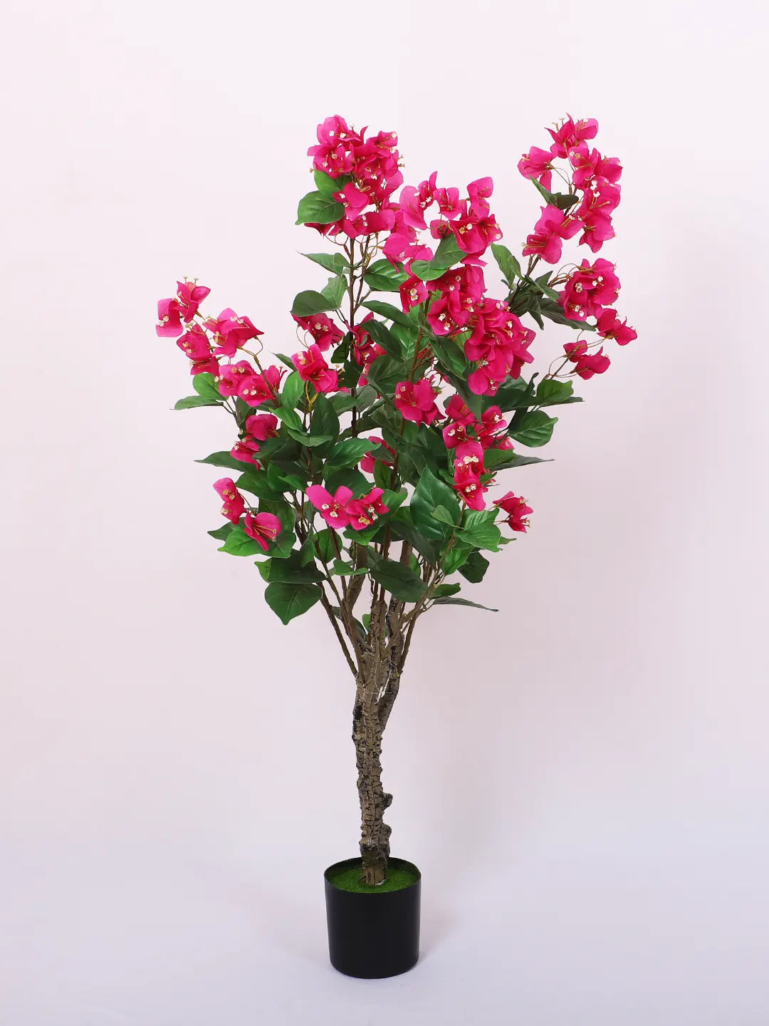 Artificial Twisted Bougainvillea Flowers Tree with Basic Black Pot - 110 cm Tall Purple