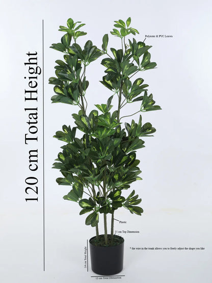 Artificial Midas Variegated Schefflera Plant with Basic Black Pot - 4 Feet
