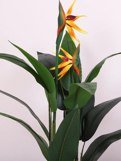 Artificial Birds of Paradise Plant with Basic Black Pot - 120 cm Tall