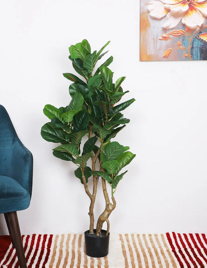 Artificial Fiddle Leaf Fig Tree with Basic Black Pot - 120 cm Tall
