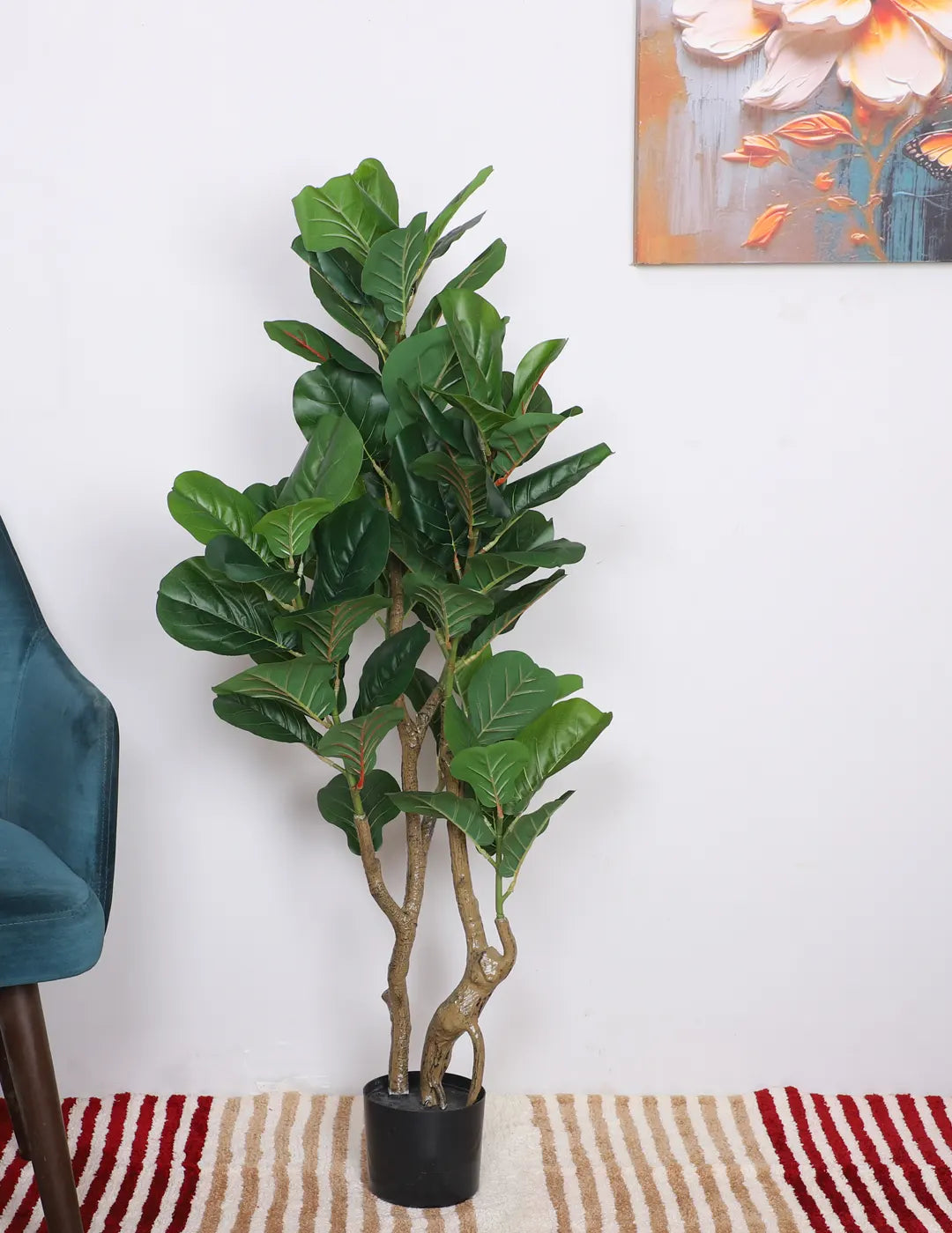 Artificial Fiddle Leaf Fig Tree with Basic Black Pot - 120 cm Tall