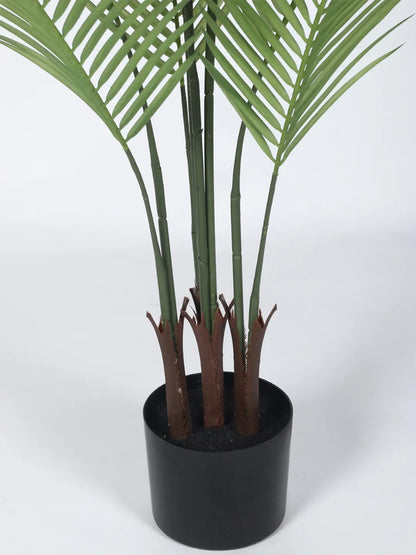 Artificial Lush Green Areca Palm Plant with Basic Black Pot - 4 Feet