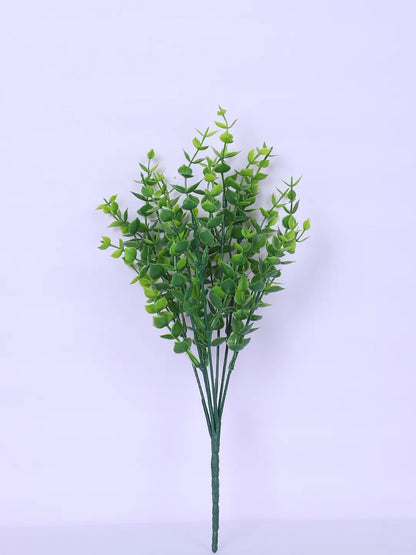 Artificial Eucalyptus Grass Bouquets For Wedding Floral Arrangement (30 cm Tall, Without Pot, Pack of 3, Green)