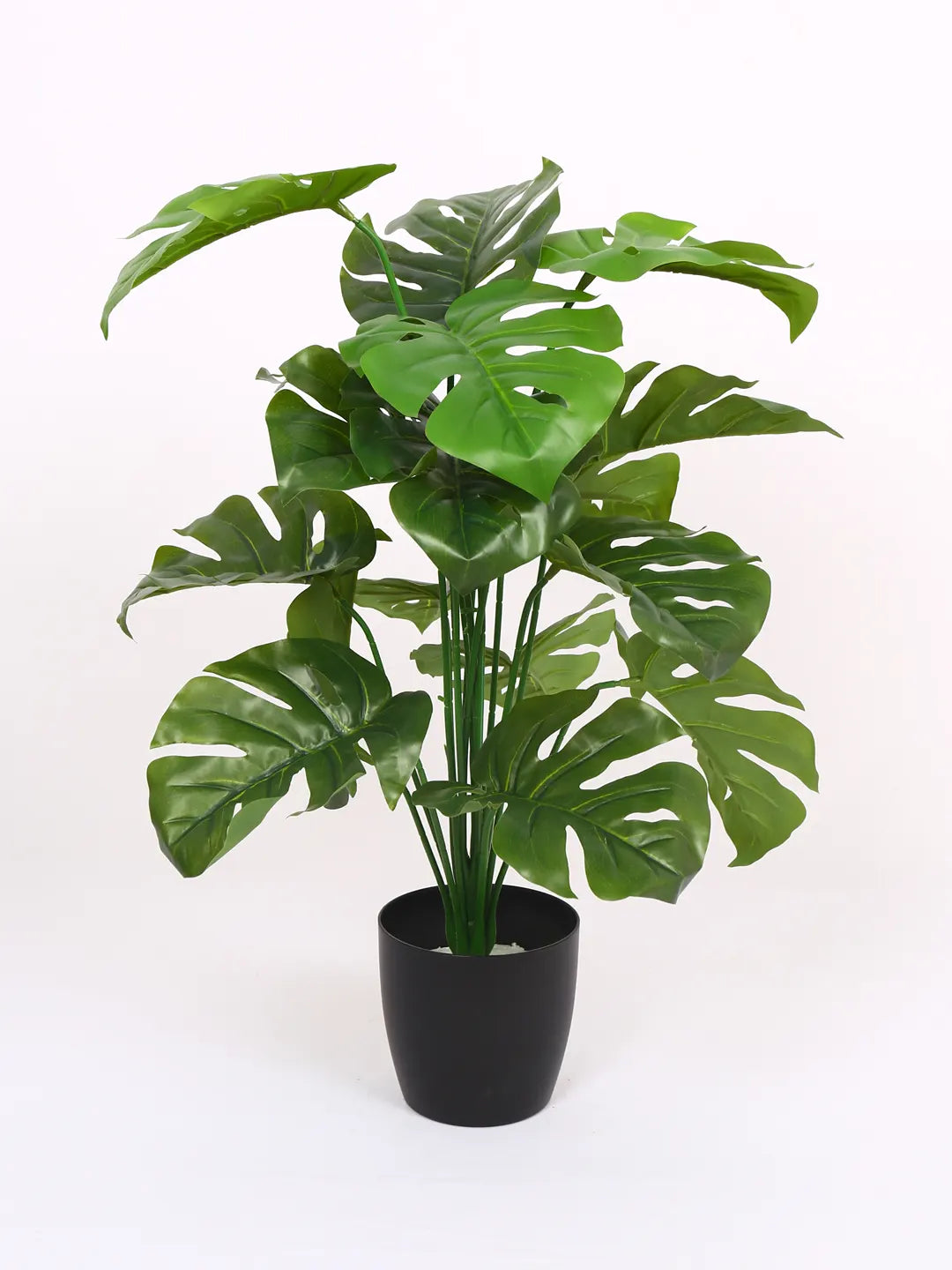 Artificial Monstera Leaf Plants for with Pot (18 Leaves, 65 cm Tall, Green)
