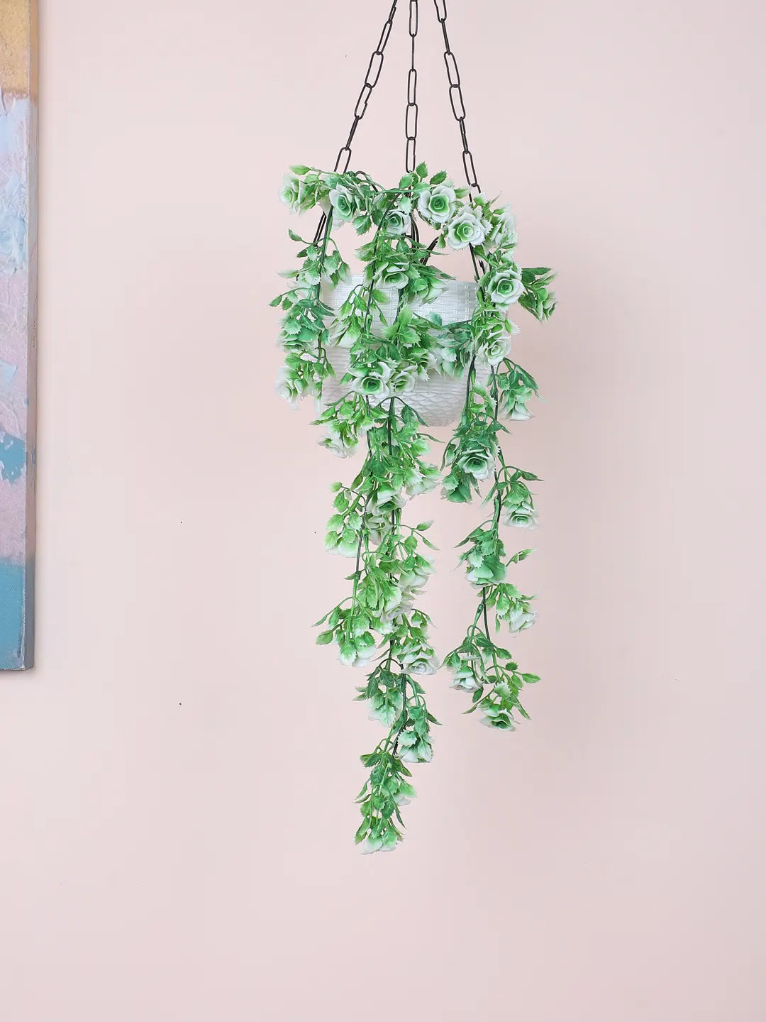 Artificial Hanging Rose Flowers Creeper for Home, Wedding Décor (Pack of 2, 65 cm Tall, White)
