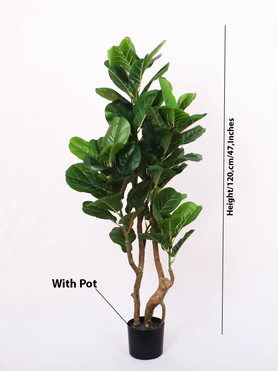 Artificial Fiddle Leaf Fig Tree with Basic Black Pot - 120 cm Tall