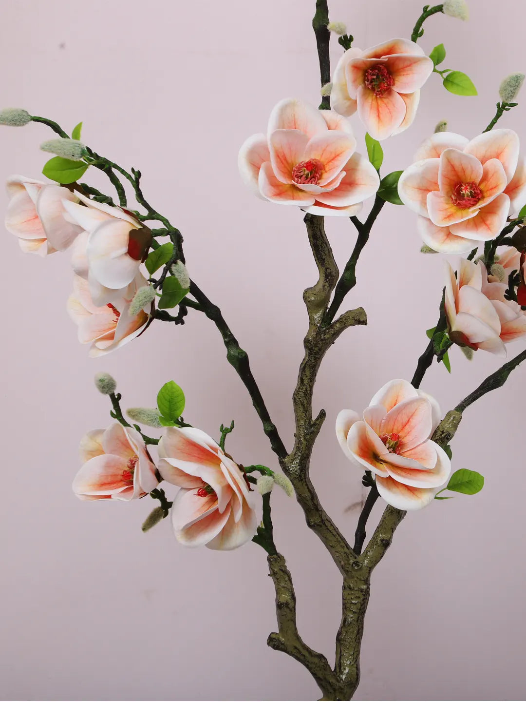 Artificial Magnolia With PU Flowers Plants with Basic Black Pot - 120 cm Tall