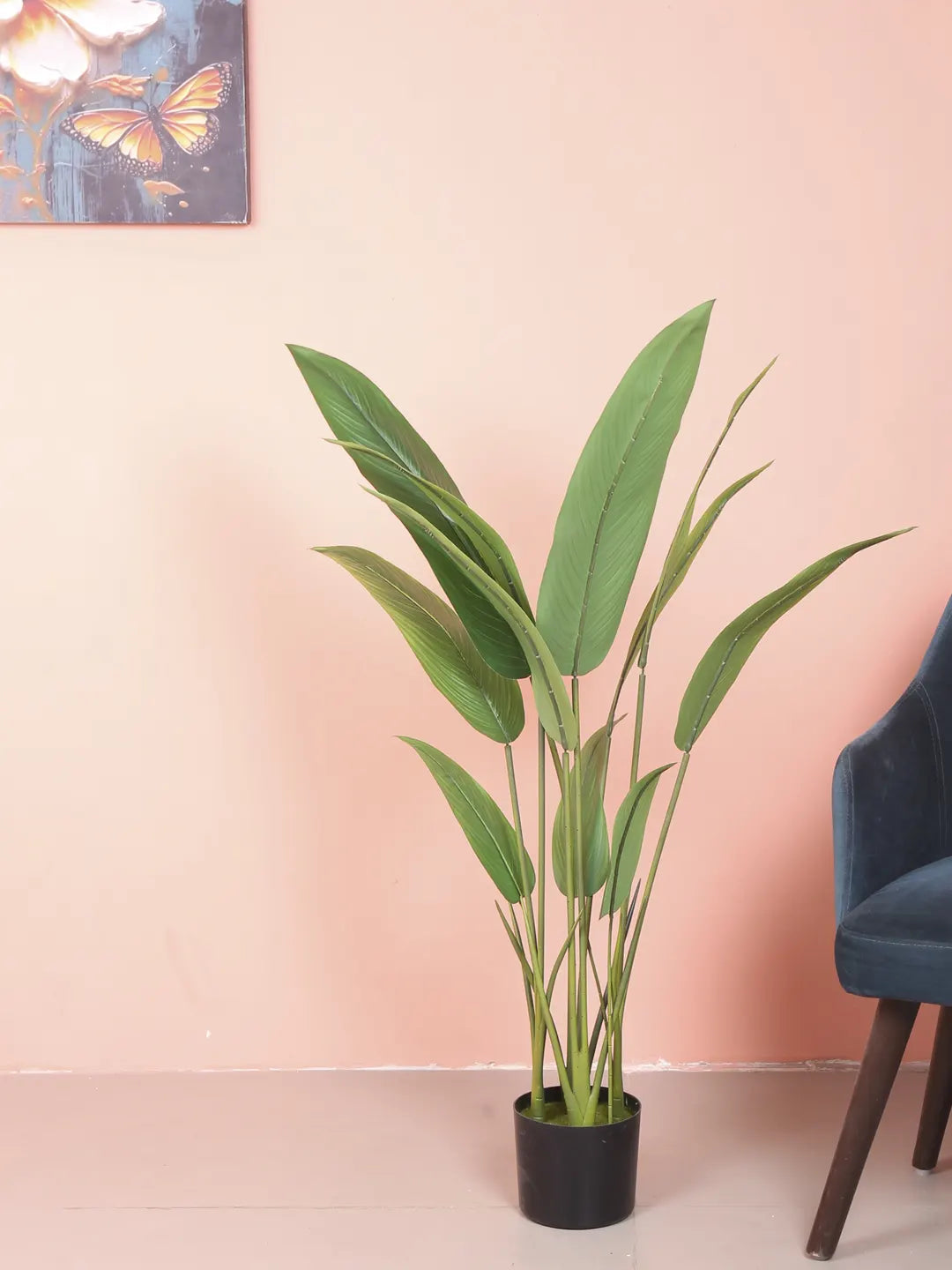 Artificial Birds of Paradise &amp; Banana Plant with Basic Black Pot - 120 cm Tall