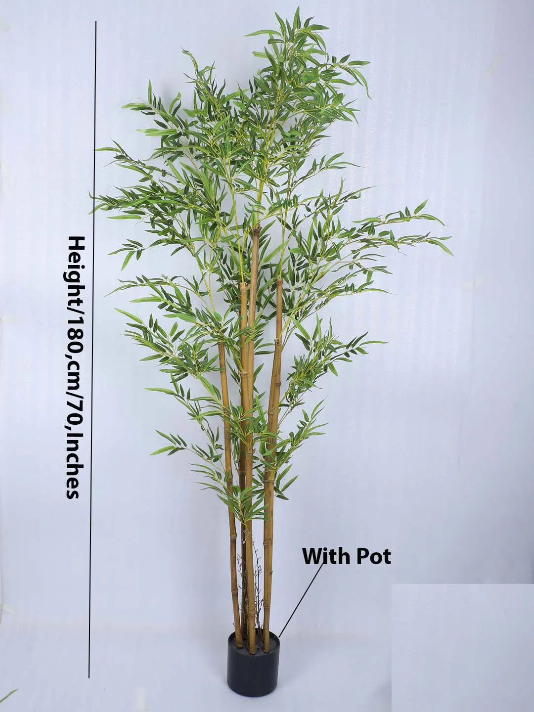 Artificial Bamboo Bliss Plant with Basic Black Pot - 6 feet Green