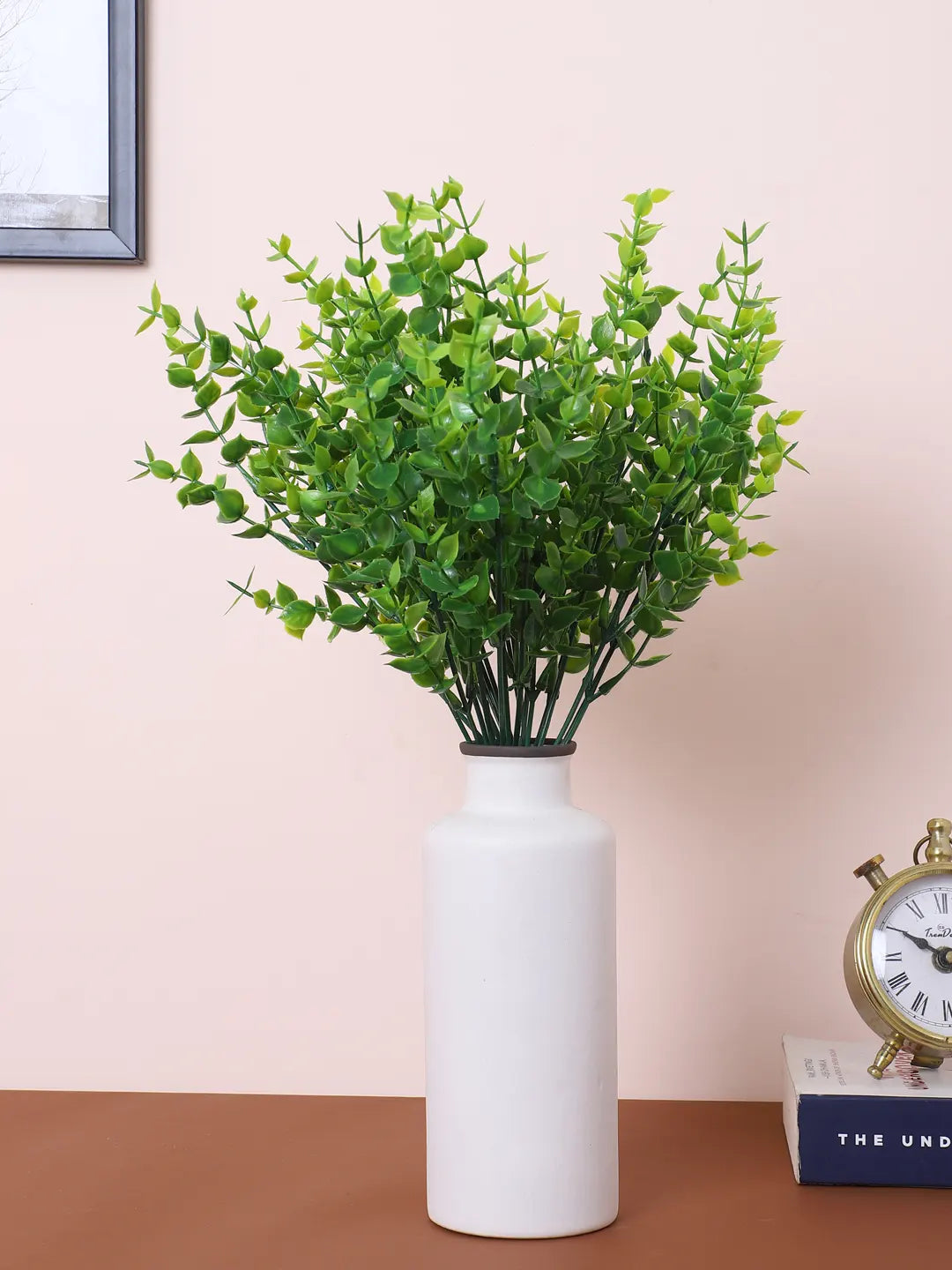 Artificial Eucalyptus Grass Bouquets For Wedding Floral Arrangement (30 cm Tall, Without Pot, Pack of 3, Green)