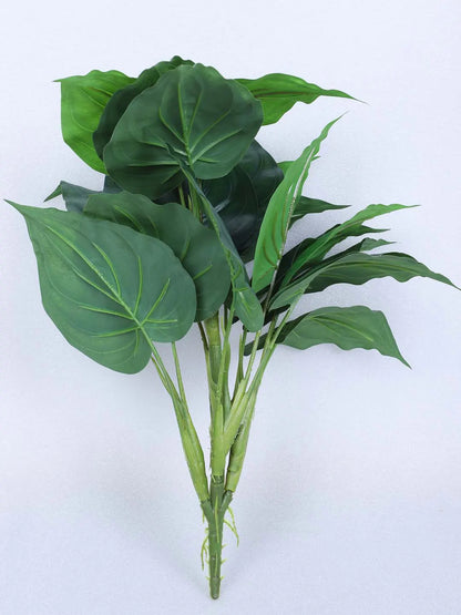 Artificial Miniature PVC Silk Betel Leaf Green Floor Plant with Big Leaves with Pot (55 cm Tall, Green)